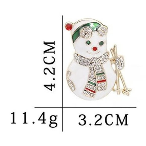 Gold Skiing Snowman Holiday Brooch - Picture 4 of 5